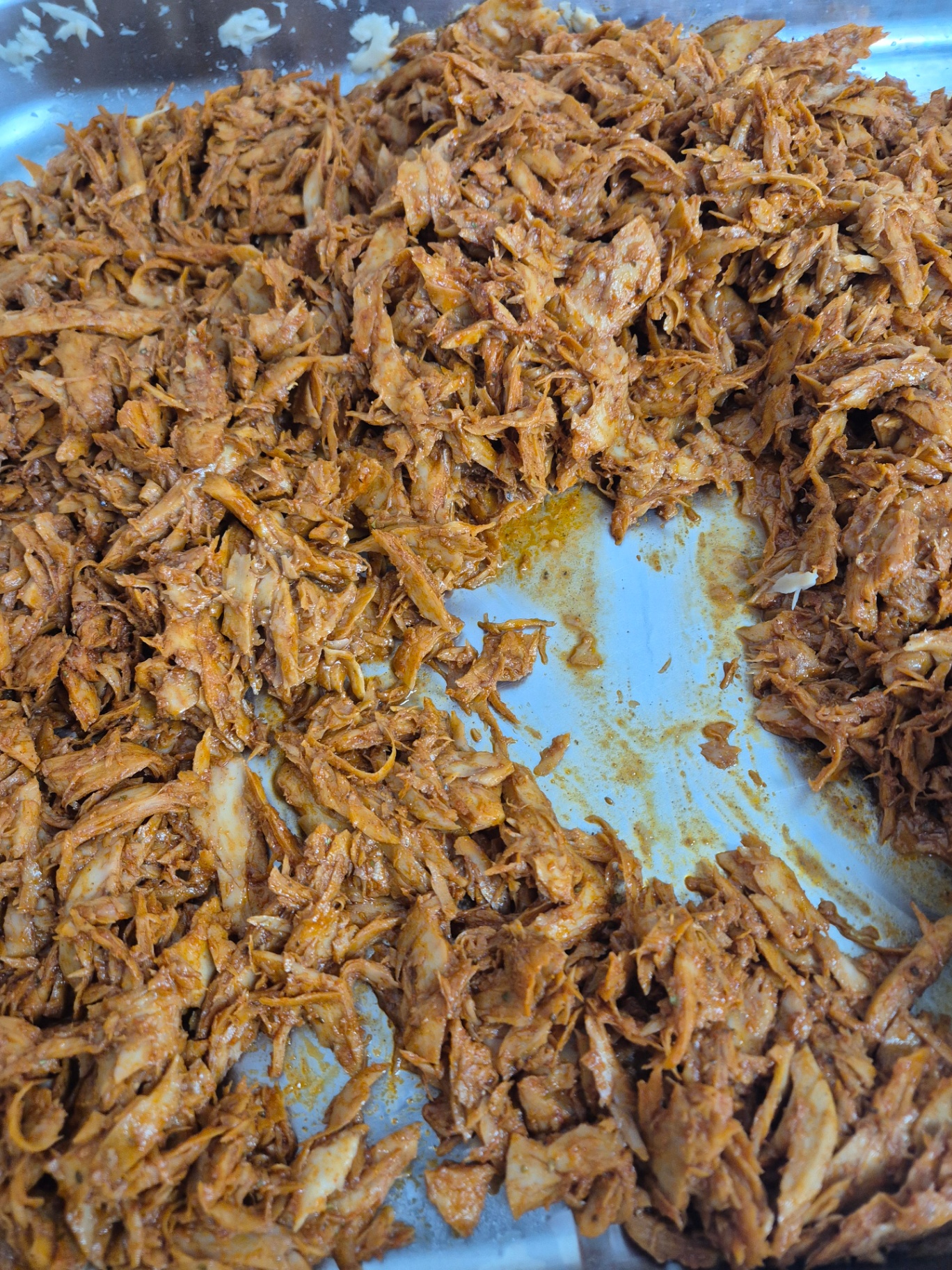 Close up of pulled marinated Provero