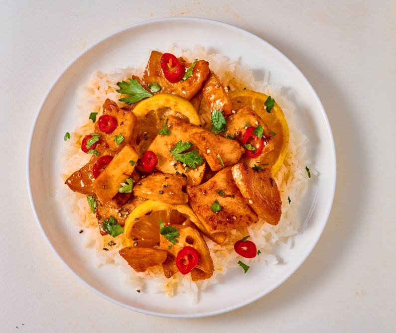 Asian lemon-chili Provero stir-fry with rice
